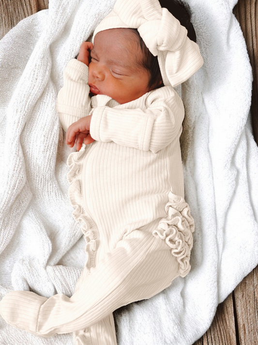 Ruffle Onesie- Cream