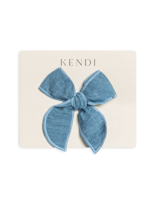 Chambray Bow Clip